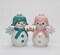 Ceramic Pastel Color Christmas Snowman With Snowflake Salt And Pepper, Gift for Her, Gift for Mom, Kitchen Décor, Christmas Décor